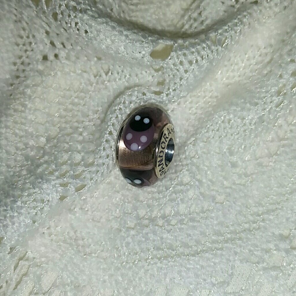 Pandora murano glass purple ladybug charm